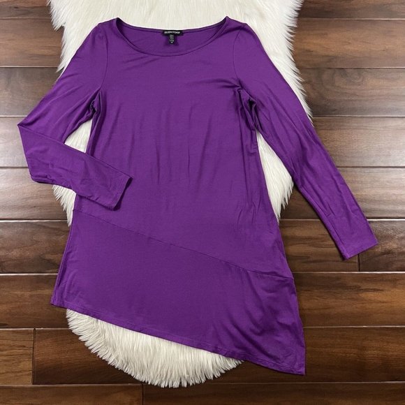 Eileen Fisher Women's‎ Size Small Purple Asymmetrical Tunic Top Long Sleeve - Picture 1 of 8